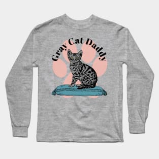 Gray Cat Daddy Paw Long Sleeve T-Shirt